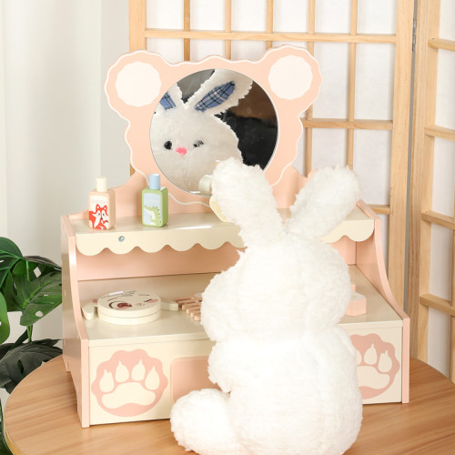 兒童早教仿真扮家家酒小公主化妝台小熊梳妝台角色扮演木質彩妝玩具