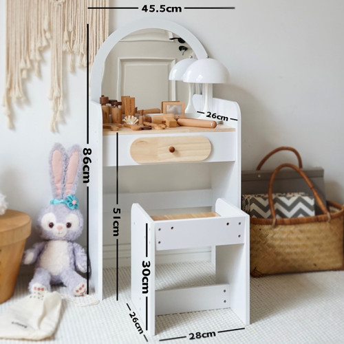 2025新款兒童木製梳妝台仿真玩具北歐風女孩扮家家酒公主化妝台