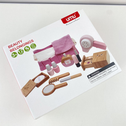 優木兒童仿真化妝台梳妝盒扮家家酒木質小公主女孩木製玩具3-4-6嵗 優木兒童仿真化妝台梳妝盒扮家家酒木質小公主女孩木製玩具3-4-6嵗