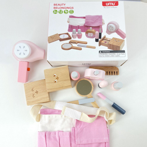 優木兒童仿真化妝台梳妝盒扮家家酒木質小公主女孩木製玩具3-4-6嵗 優木兒童仿真化妝台梳妝盒扮家家酒木質小公主女孩木製玩具3-4-6嵗