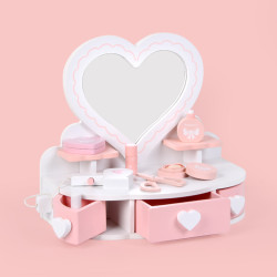 木製迷你小號桌面愛心梳妝台扮家家酒兒童玩具套裝女孩公主化妝打扮