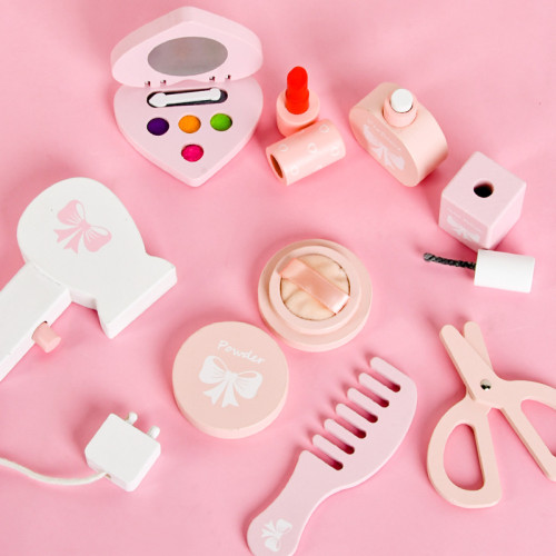 木製迷你小號桌面愛心梳妝台扮家家酒兒童玩具套裝女孩公主化妝打扮