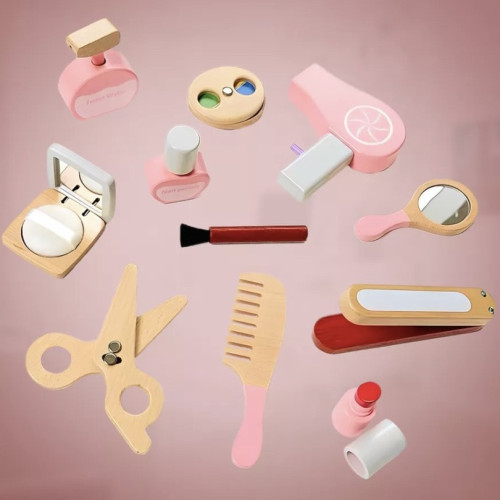 兒童家庭仿真親子互動梳妝台玩具女孩三面境化妝台木製扮家家酒套裝