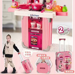 正版授權米奇米妮兒童扮家家酒玩具化妝品梳妝台工具手提拉桿行李箱