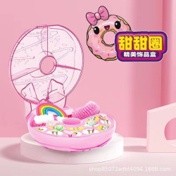 甜甜圈扮家家酒玩具女童飾品百寶箱兒童禮物飾品盒首飾仿真化妝台