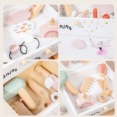 雲朵梳妝盒woodnins公主仿真扮家家酒化妝台玩具彩妝打扮化妝品玩具