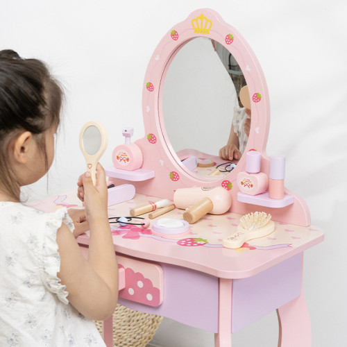兒童扮家家酒木製仿真化妝梳妝台女孩角色扮演玩具套裝女孩禮物套裝