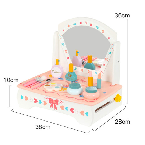 仿真木製兒童化妝套裝玩具小女孩扮家家酒折曡梳妝台玩具禮物