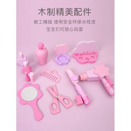 兒童扮家家酒粉色梳妝台化妝桌粉色草莓首飾盒仿真木製玩具境外 兒童扮家家酒粉色梳妝台化妝桌粉色草莓首飾盒仿真木製玩具境外