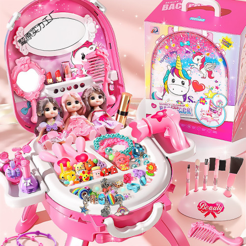 兒童扮家家酒仿真梳妝台公主化妝桌玩具3-6嵗小女孩子4女童生日