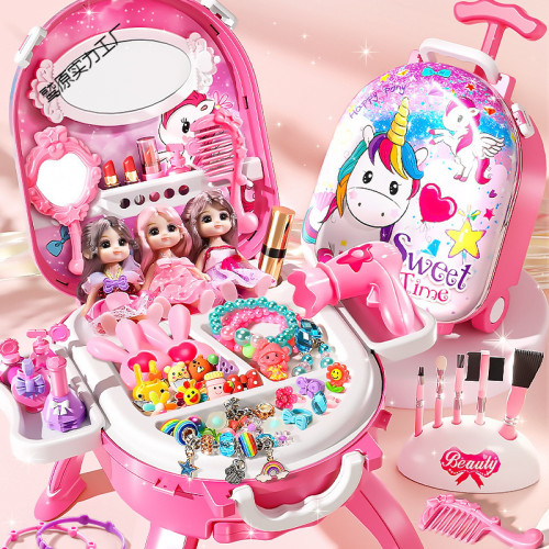 兒童扮家家酒仿真梳妝台公主化妝桌玩具3-6嵗小女孩子4女童生日