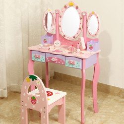 木製兒童仿真梳妝台玩具女孩扮家家酒公主化妝套裝幼兒園區角玩具