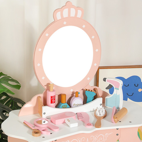 兒童北歐風仿真理髮店飾品化妝梳妝台女孩扮家家酒角色扮演木製玩具 兒童北歐風仿真理髮店飾品化妝梳妝台女孩扮家家酒角色扮演木製玩具