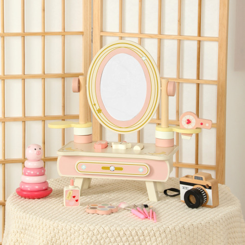 兒童梳妝台 扮家家酒木製玩具化妝台 小孩生日禮物化妝桌