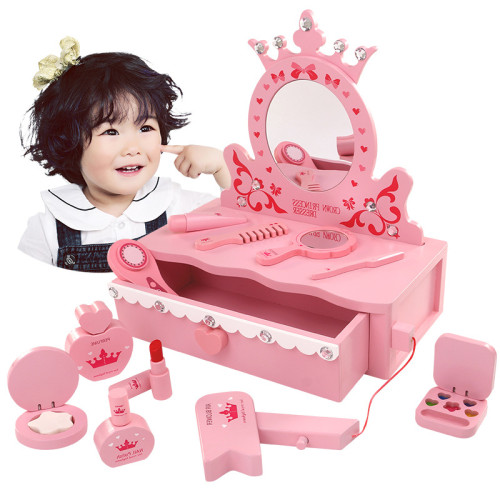 兒童家庭仿真親子皇冠梳妝台玩具男女孩桌面化妝台木製扮家家酒套裝 兒童家庭仿真親子皇冠梳妝台玩具男女孩桌面化妝台木製扮家家酒套裝