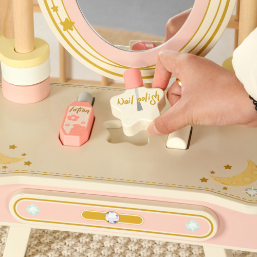 兒童梳妝台女孩仿真公主化妝台木製首飾盒扮家家酒益智玩具寶寶禮物 兒童梳妝台女孩仿真公主化妝台木製首飾盒扮家家酒益智玩具寶寶禮物