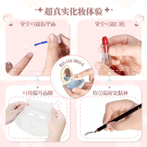 兒童仿真木製彩色梳妝台公主化妝桌女孩收納首飾盒扮家家酒玩具木質