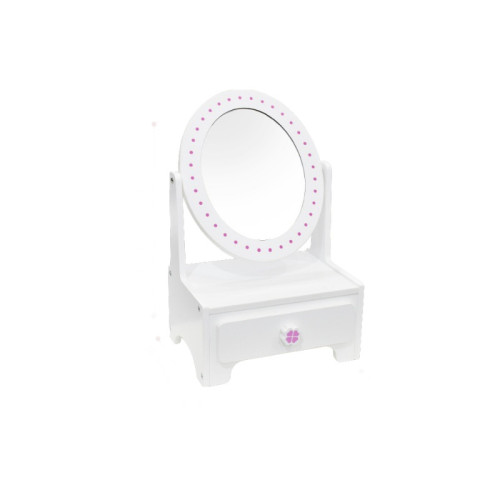 兒童仿真木製彩色梳妝台公主化妝桌女孩收納首飾盒扮家家酒玩具木質