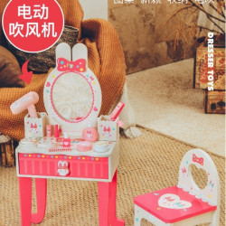 木質卡通小兔子桌面梳妝台套裝木製兒童角色扮演扮家家酒化妝玩具