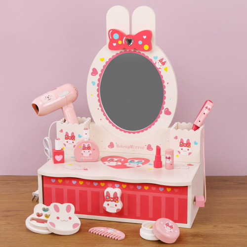 兒童仿真扮家家酒庭小女孩迷你化妝梳妝台桌子生日禮物彩妝木製玩具 兒童仿真扮家家酒庭小女孩迷你化妝梳妝台桌子生日禮物彩妝木製玩具