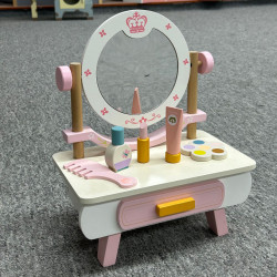 木製女孩粉色小梳妝台扮家家酒兒童化妝台套餐寶寶模仿美妝禮物玩具