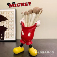 米奇臥室梳妝台毛筆眉筆收納筒化妝刷置物架學生桌面創意筆筒擺件