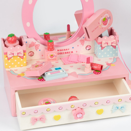 女孩兒童生日禮物仿真公主梳妝台化妝包3-4-5-6嵗扮家家酒木製玩具