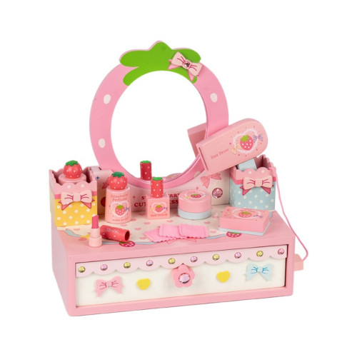 女孩兒童生日禮物仿真公主梳妝台化妝包3-4-5-6嵗扮家家酒木製玩具