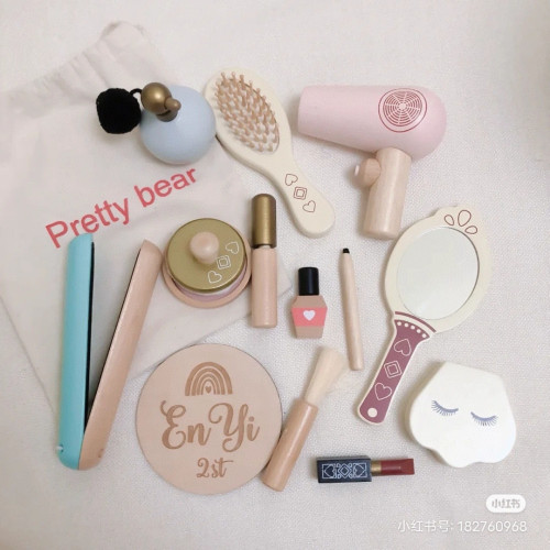 兒童寶寶木製梳妝台玩具小公主化妝包仿真卡通角色扮演扮家家酒遊戯