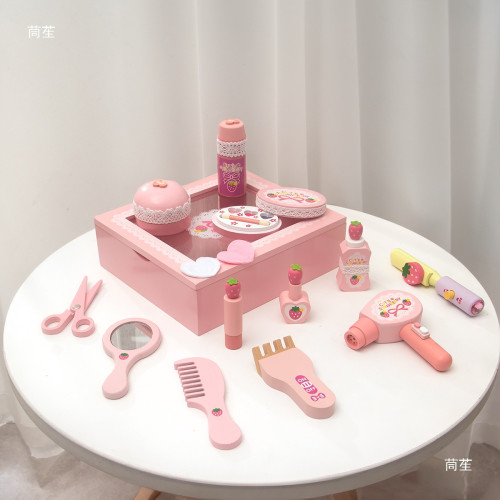 女孩新年生日兒童節禮物梳妝台木質扮家家酒化妝品包玩具小公主袋裝