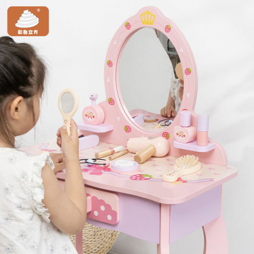 兒童扮家家酒木製仿真化妝梳妝台女孩角色扮演玩具套裝女孩禮物套裝 兒童扮家家酒木製仿真化妝梳妝台女孩角色扮演玩具套裝女孩禮物套裝