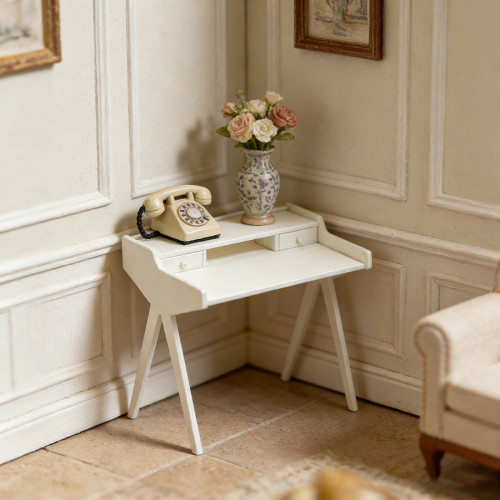 bjd食玩12分娃娃屋書桌自行組裝微縮建築場景模型迷你桌子化妝台