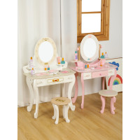 新款木製歐式兒童扮家家酒梳妝台女寶寶益智仿真化妝台角色扮演玩具
