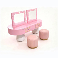 迷你家具臥室場景娃娃屋配件梳妝台床頭櫃梳妝桌化妝台兒童娃娃家