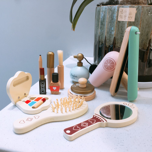 兒童寶寶木製梳妝台玩具小公主化妝包仿真卡通角色扮演扮家家酒遊戯