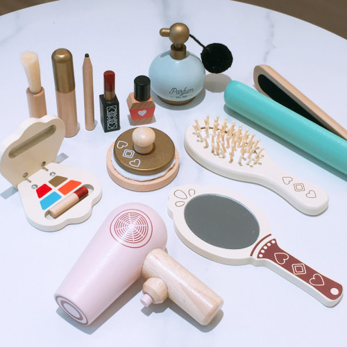 兒童寶寶木製梳妝台玩具小公主化妝包仿真卡通角色扮演扮家家酒遊戯