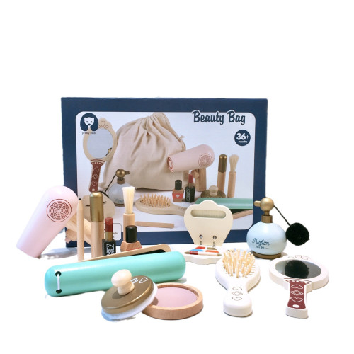 兒童寶寶木製梳妝台玩具小公主化妝包仿真卡通角色扮演扮家家酒遊戯