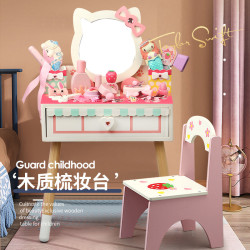 小女孩兒童生日禮物公主梳妝台化妝台首飾盒桌扮家家酒木製玩具