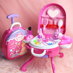 兒童仿真梳妝台女孩子扮家家酒行李箱化妝套裝益智玩具