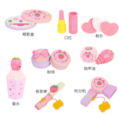 木質兒童扮家家酒梳妝台套裝3-6嵗女孩禮物粉色仿真化妝台玩具