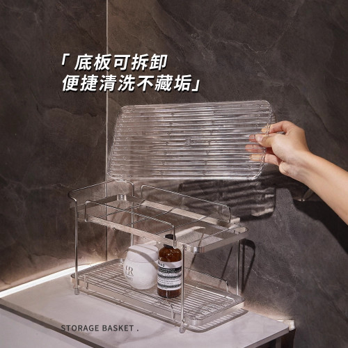 衛生間不鏽鋼化妝品置物架浴室洗手洗漱台護膚香水雜物雙層收納架