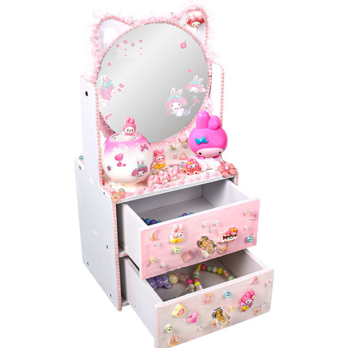 兒童diy梳妝台化妝鏡材料包 卡通手工奶油膠首飾盒收納櫃女孩玩具 兒童diy梳妝台化妝鏡材料包 卡通手工奶油膠首飾盒收納櫃女孩玩具