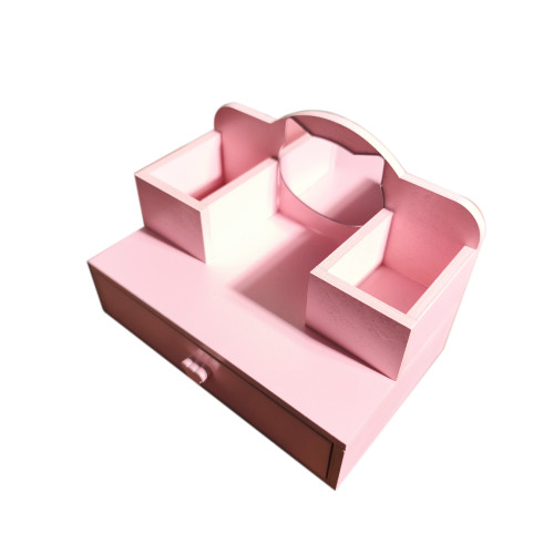 扮家家酒木製玩具娃娃屋兒童梳妝台仿真女孩化妝桌子粉色收納盒模型