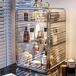 化妝品收納置物架桌面高檔透明防塵收納梳妝台護膚品香水大容量