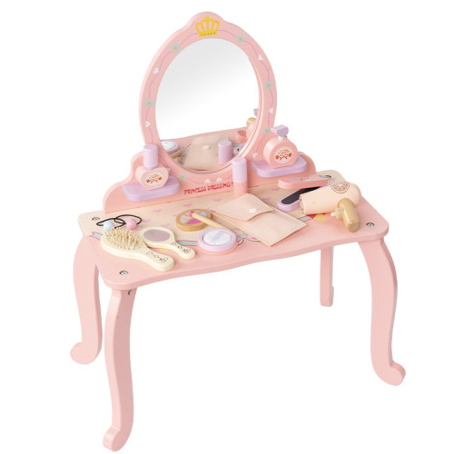 兒童木製仿真梳妝台女孩公主扮家家酒玩具化妝桌套裝益智玩具