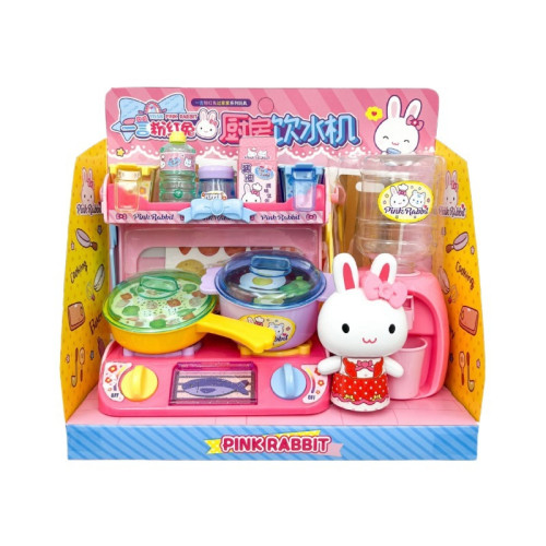 一言粉紅兔廚房冰箱迷你化妝台蛋糕派對仿真醫具女孩子扮家家酒玩具