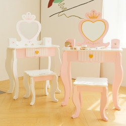 木質仿真丹麥化妝台套裝 兒童角色扮演益智梳妝台打扮扮家家酒玩具