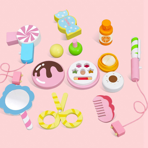 2021新款木製仿真梳妝台兒童公主扮家家酒女孩化妝桌首飾盒套裝玩具