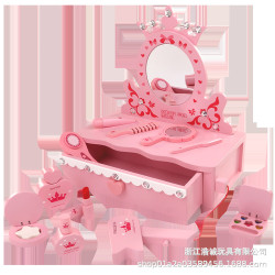 兒童仿真梳妝台公主化妝桌首飾盒女孩寶寶生日禮物扮家家酒木製玩具