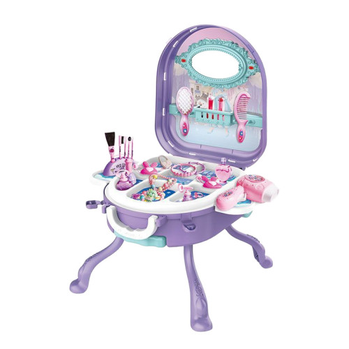 兒童扮家家酒玩具收納盒3合1化妝台拉桿行李箱仿真可攜式益智